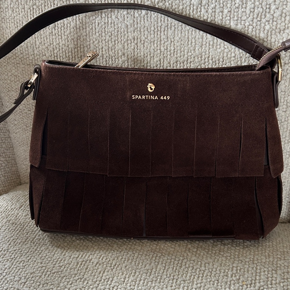 Spartina 449 Dark Brown Fringe suede leather shoulder bag
